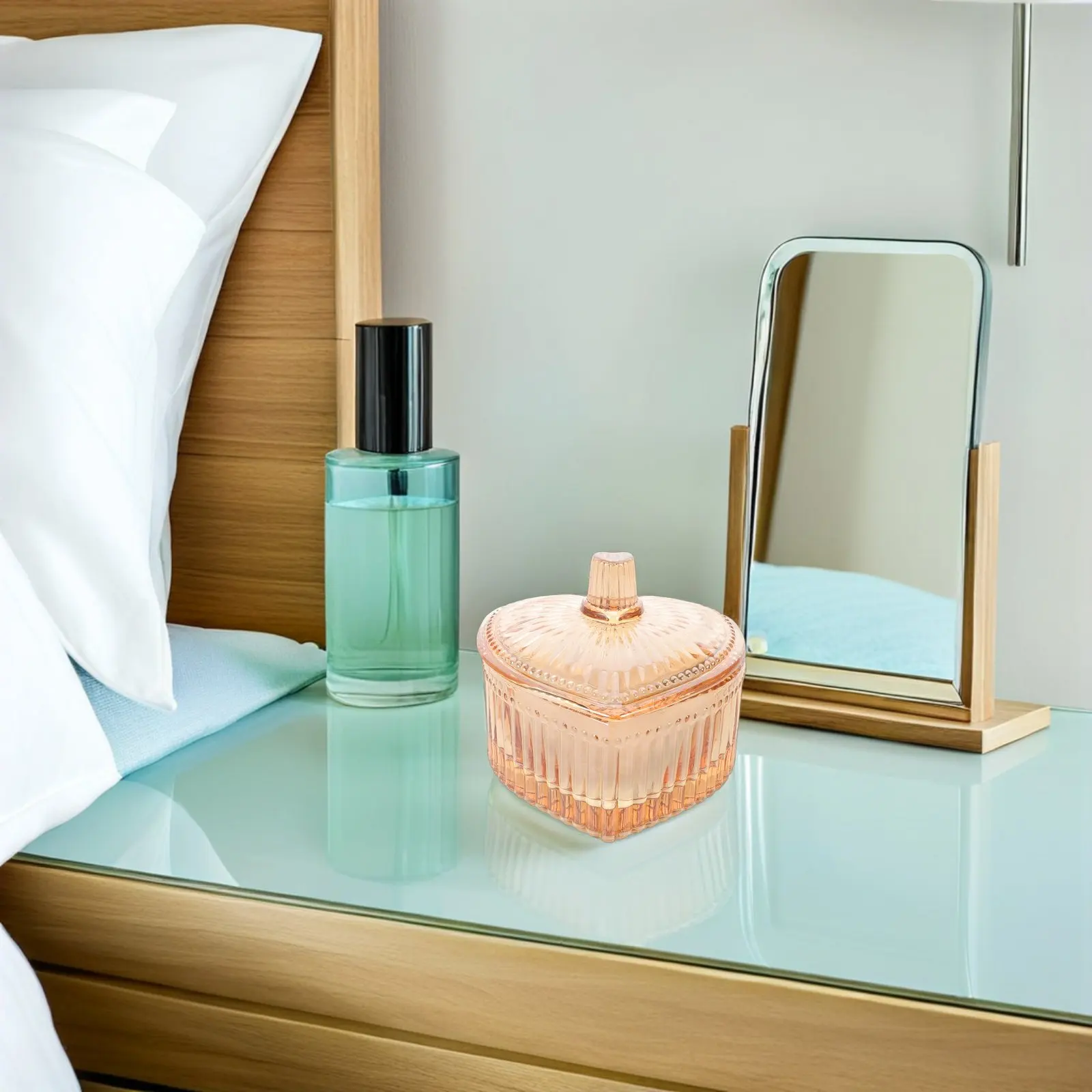 

Мягкая косметическая пуховка в форме сердца, моющаяся, с золотой стеклянной банкой, портативный компактный контейнер для пудры, футляр для хранения