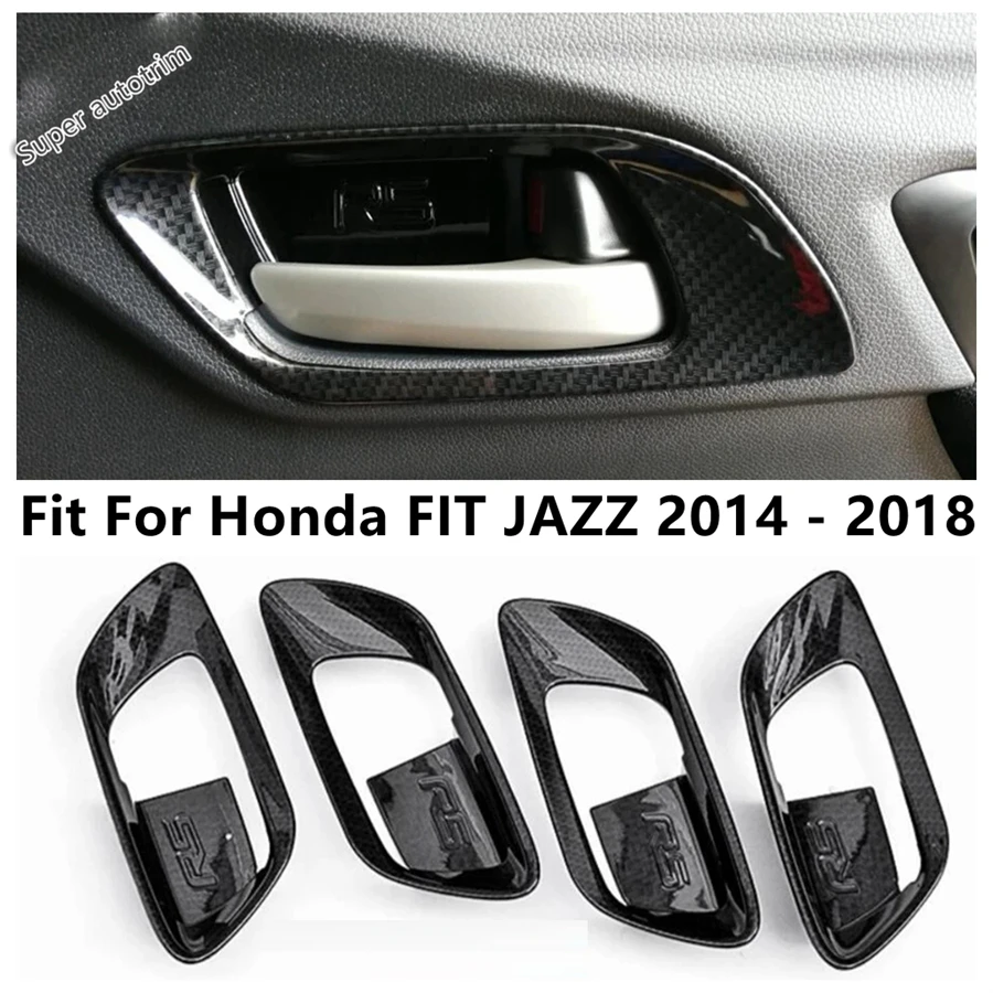 

Car Inner Door Doorknob Handle Bowl Frame Cover Trim For Honda FIT JAZZ 2014 2015 2016 2017 2018 ABS Carbon Fiber Accessories