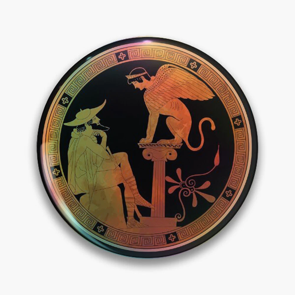 Sphinx of Thebes - Ancient Greece Pin Holographic Star Heart Pin Brooches Laminated Button Fashion Accessory