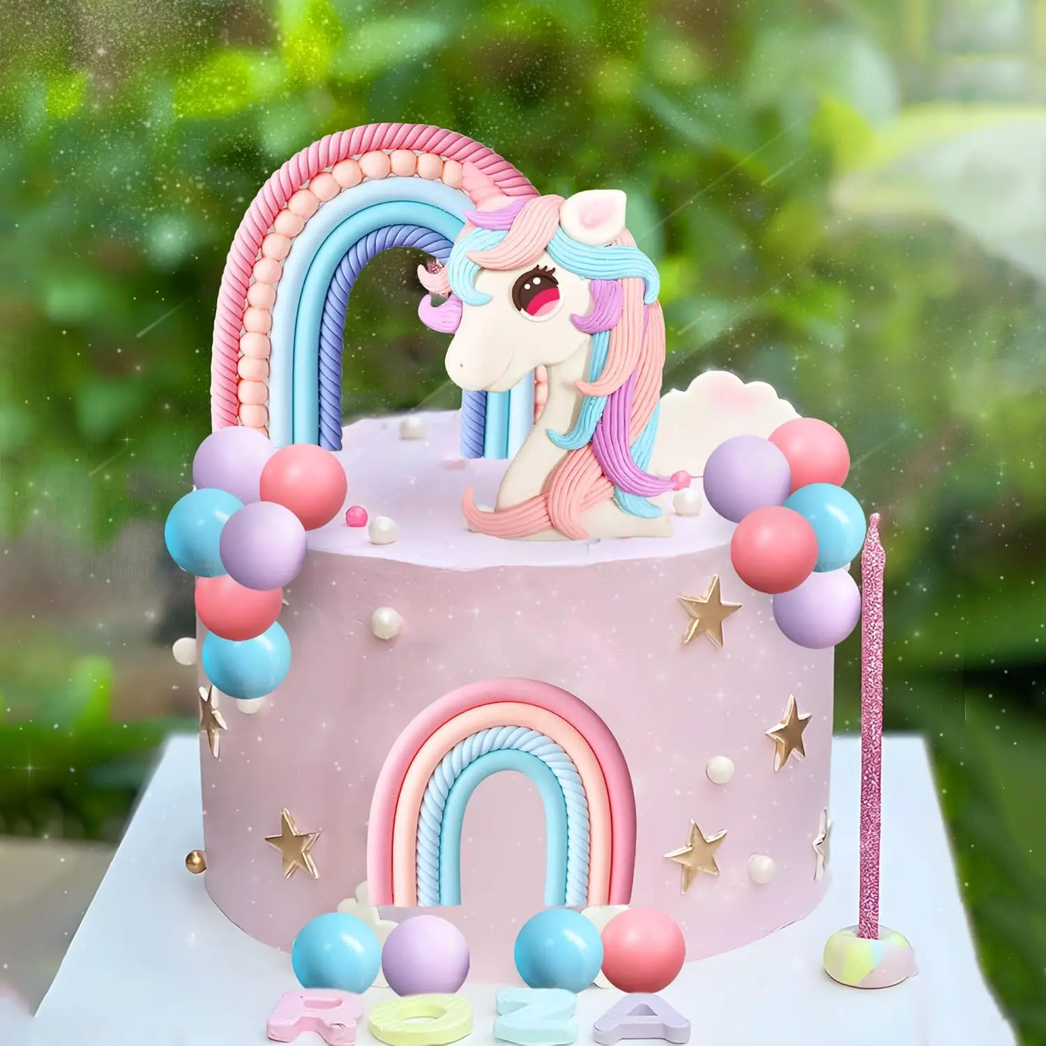 Regenbogen Pony Einhorn Kuchen Dekoration Pony Geburtstag Dekoration Einhorn Party Gefälligkeiten Geburtstag Kuchen Dekoration für Mädchen – Detail 4