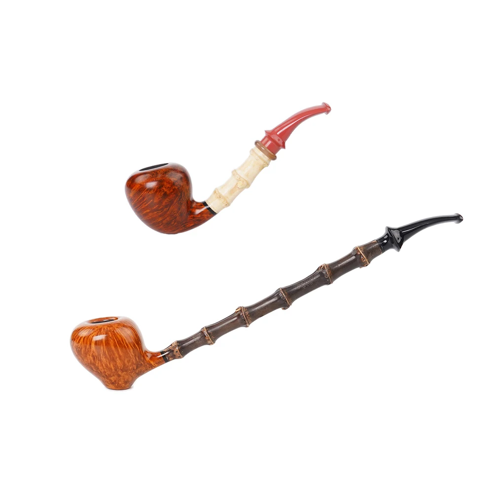 

Bent Type Pipe Briar Smoking Pipe 3mm Filter Hand Carved Portable Tobacco Pipe Old Dad's Gift