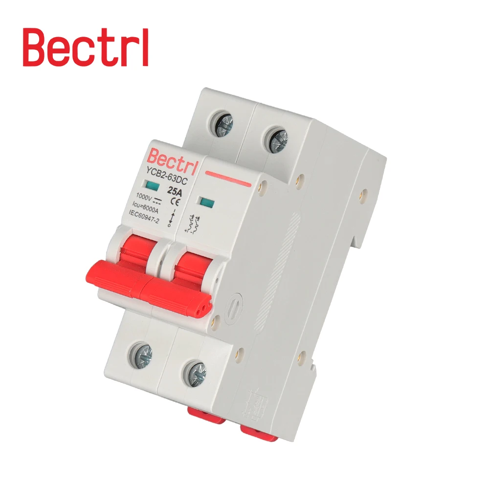 1P 2P DC 1000V Solar Mini Circuit Breaker 3A 6A 10A 16A 20A 25A 32A 40A 50A 63A DC MCB for PV System