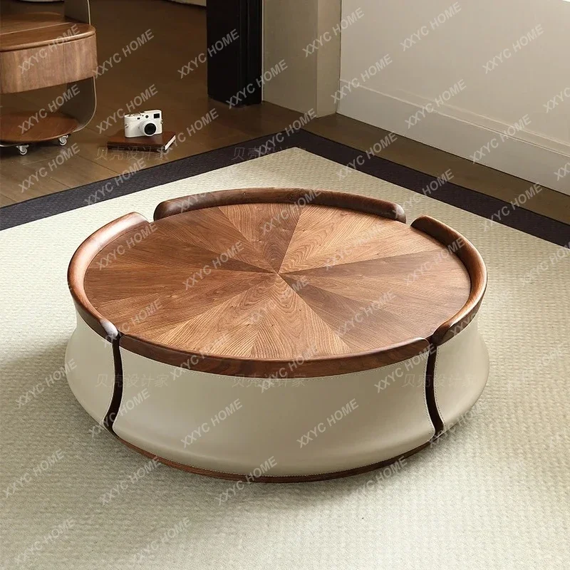 

Итальянский светлый роскошный элитный журнальный столик для гостиной, небольшой квартиры, бытовой, круглый журнальный столик из лепесткового ореха из массива дерева