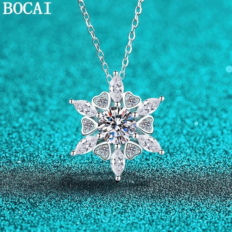 

Новый кулон BOCAI из чистого серебра S925, простой и компактный, с инкрустацией из муассанита в форме сердца и шестиугольника, подарок для женщин.