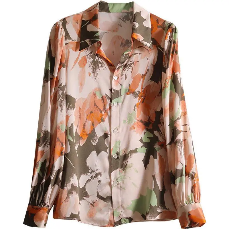 Vintage Floral Print Elegant Chic Sweet Commute Top Blouse Women Spring Autumn Fashion Casual Long Sleeve Street Shirts Blusas