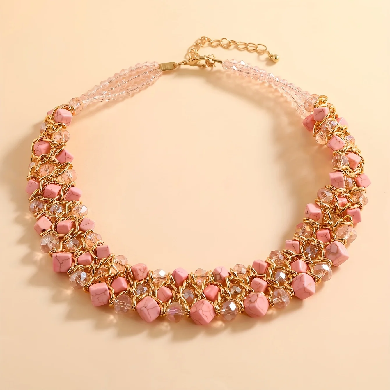 Ladies fashion pink necklace, Bohemian style, suitable for everyday festivals for girlfriends and wives