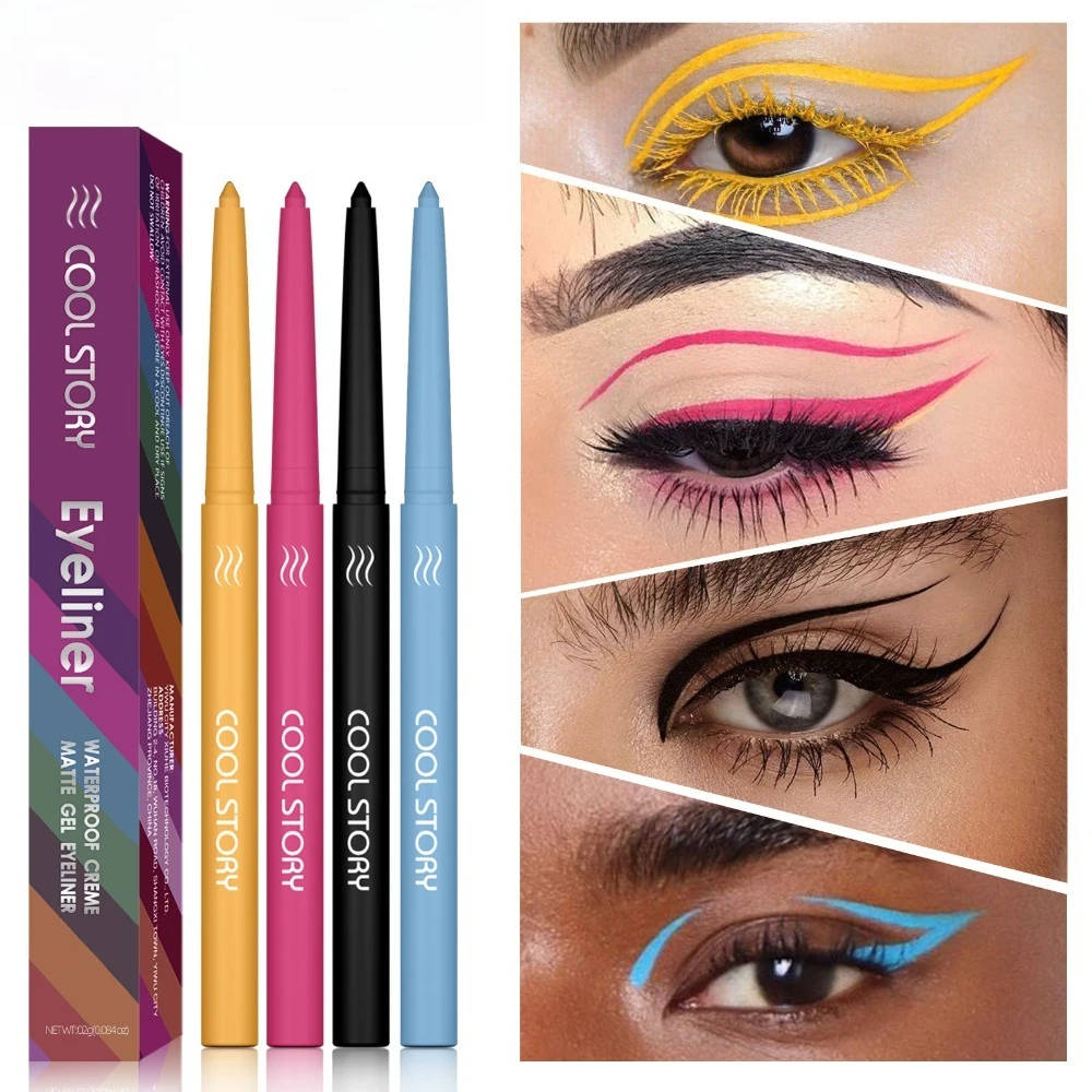 Matowy eyeliner w kredce, wodoodporny, odporny na pot, wypinany eyeliner żelowy, kremowy, odporny na rozmazywanie, długotrwały, do codziennego użytku dla wrażliwych oczu.