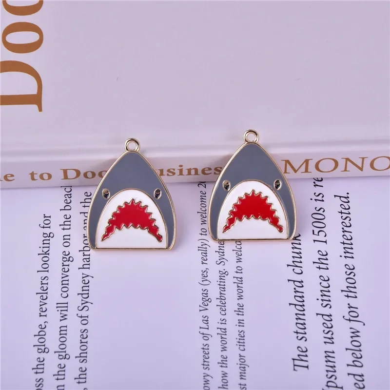 10pcs Gray Shark Mouth Harms for Jewelry Making Earring Pendant Bracelet and Necklace Charm