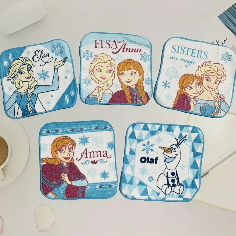 Pañuelo de princesa Frozen de Disney, Elsa, Anna, toalla cuadrada pequeña de dibujos animados para la cara, regalo para niñas, 15x15cm