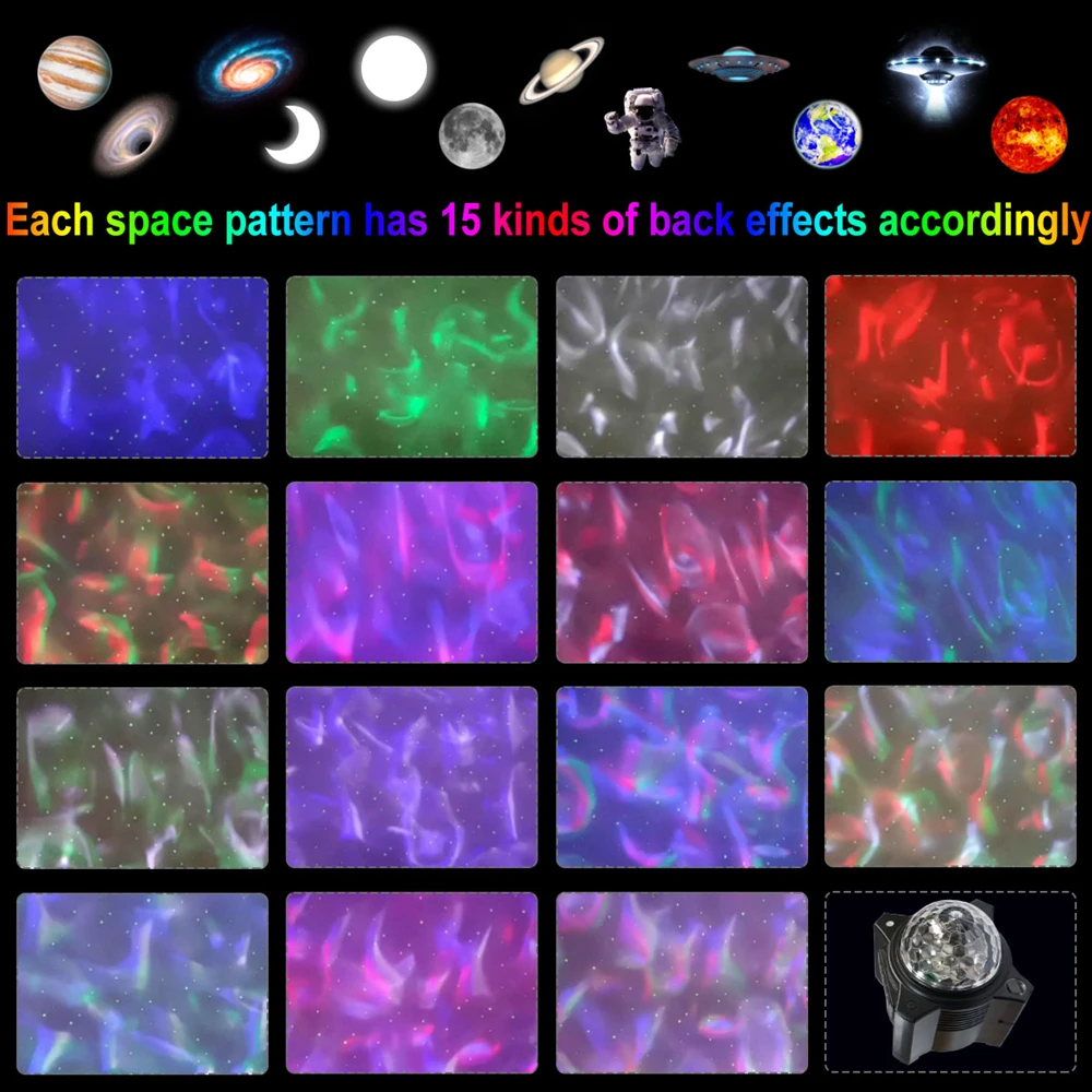 Proyector de cielo estrellado con universo de estrellas recargable, luz nocturna, decoración de dormitorio, Bluetooth, música, galaxia, lámpara de noche de Luna