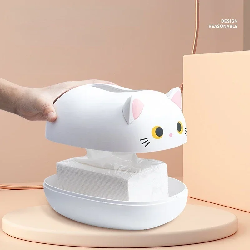 

Cat Tissue Box Livingroom Napkin Storage Box Kitchen Paper Container Desktop Toilet Paper Holder for Bathroom Dormitory