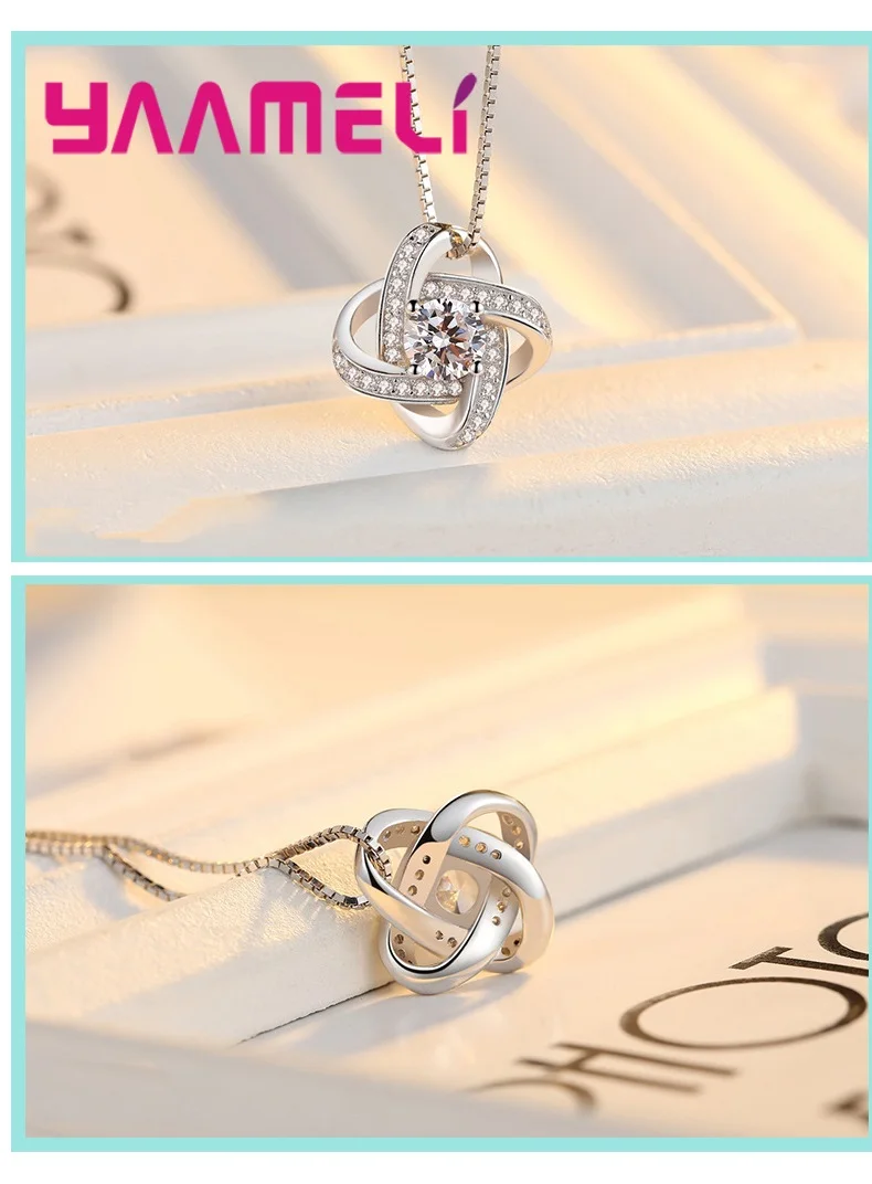 Top Sale Korean Style Wedding Jewelry Sets 925 Sterling Silver Necklace Earrings Ring CZ Crystal Set Fashion Bridal Jewelry