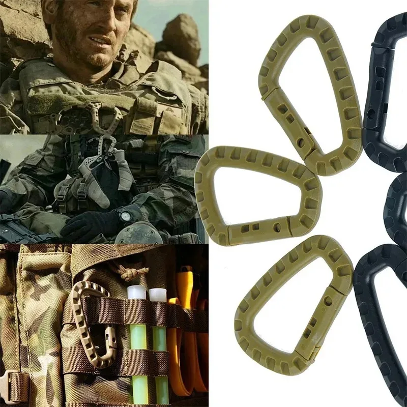 1/2/4PCS Tactical D-Ring Carabiner Clip Plastic Snap Clip Buckle For Outdoor Hanging Climbing Keychain Backpack Hook Karabiner