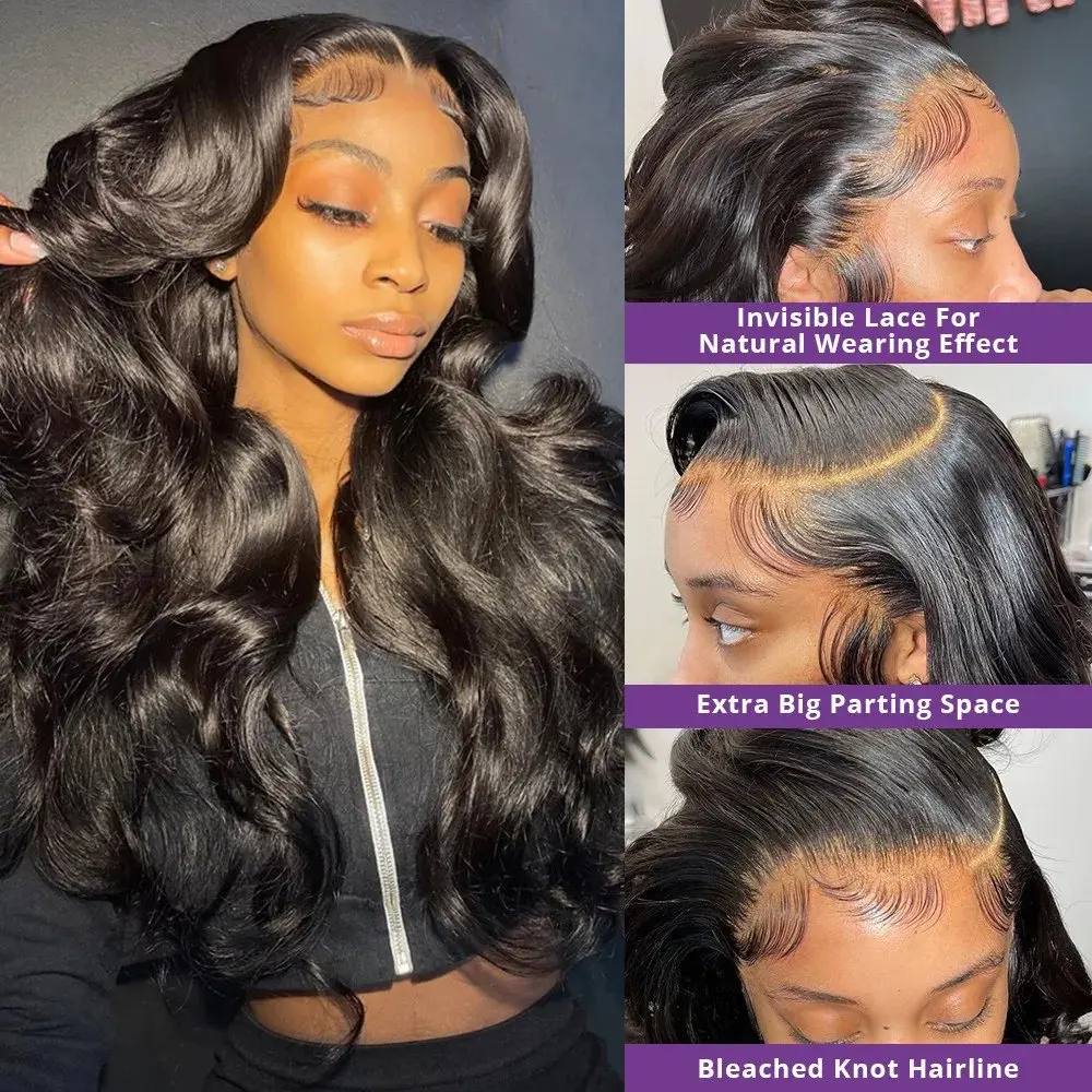 150 Density Natural Black 18 32 Inch  HD Lace Wig 13x6 Human Hair Wig Glueless Pre-Cut Water Bob 13X4 Women Front Wave wig