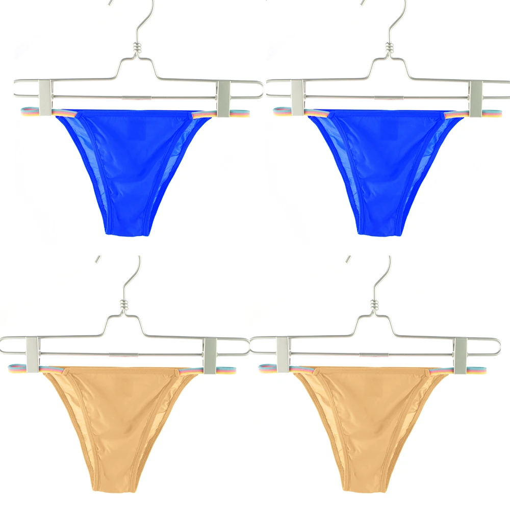 

4PCS Women's Underwear Panties Bikini Sexy Ice Silky Soft Smooth High Elastic Low Waist Briefs Lingerie