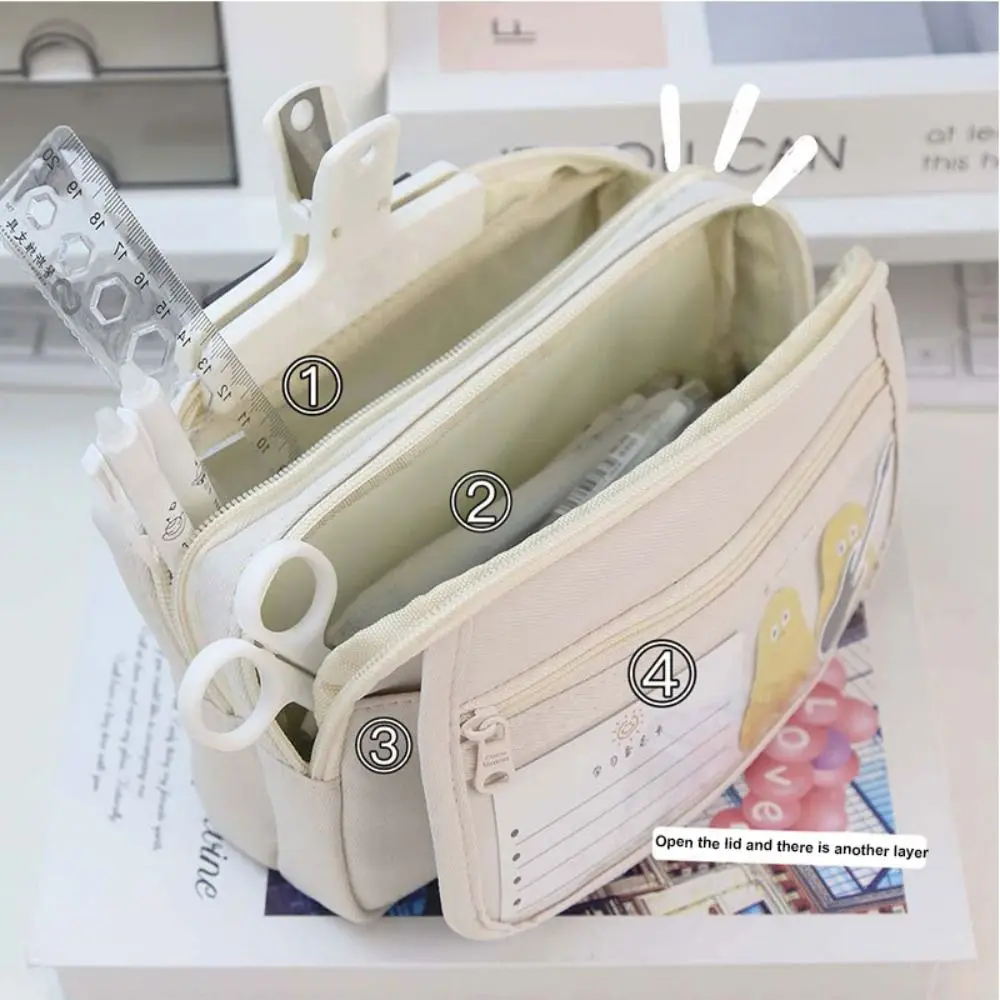 Imagem -02 - Portátil Multi-função Pencil Case Pen Bolsa Grande Capacidade Pencil Box Canvas Papelaria Storage Bolsa Papelaria Organizer