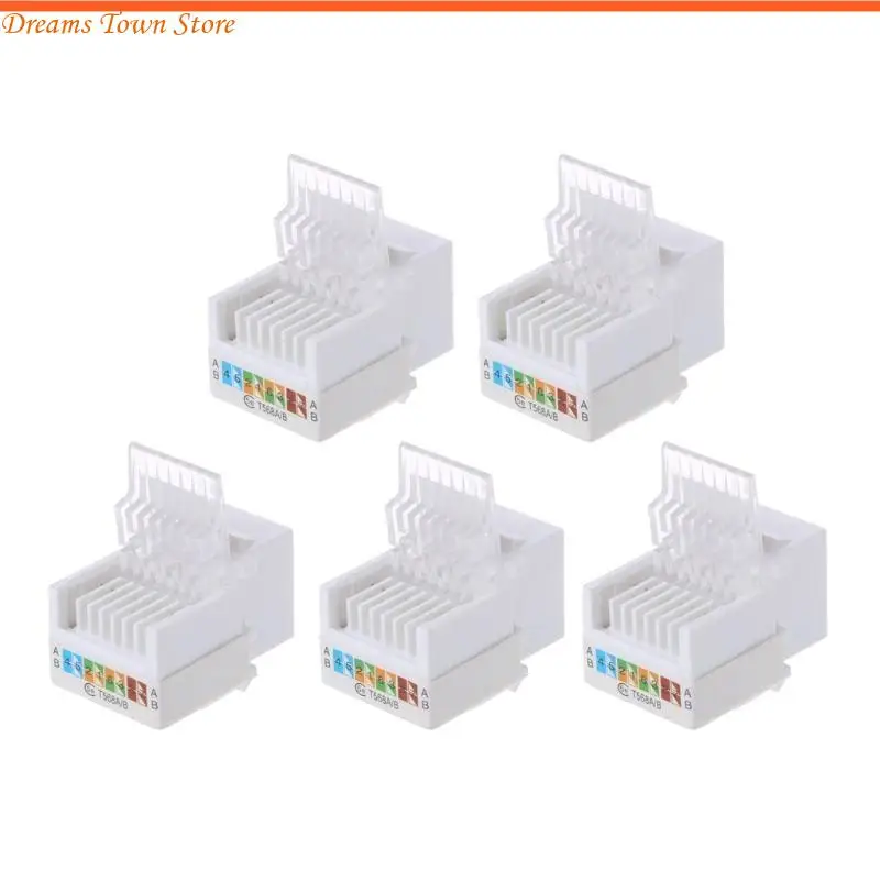 HX6A 5pcs Cat5e UTP Módulo red red RJ45 RJ45 Adaptador cable del conector para AMP