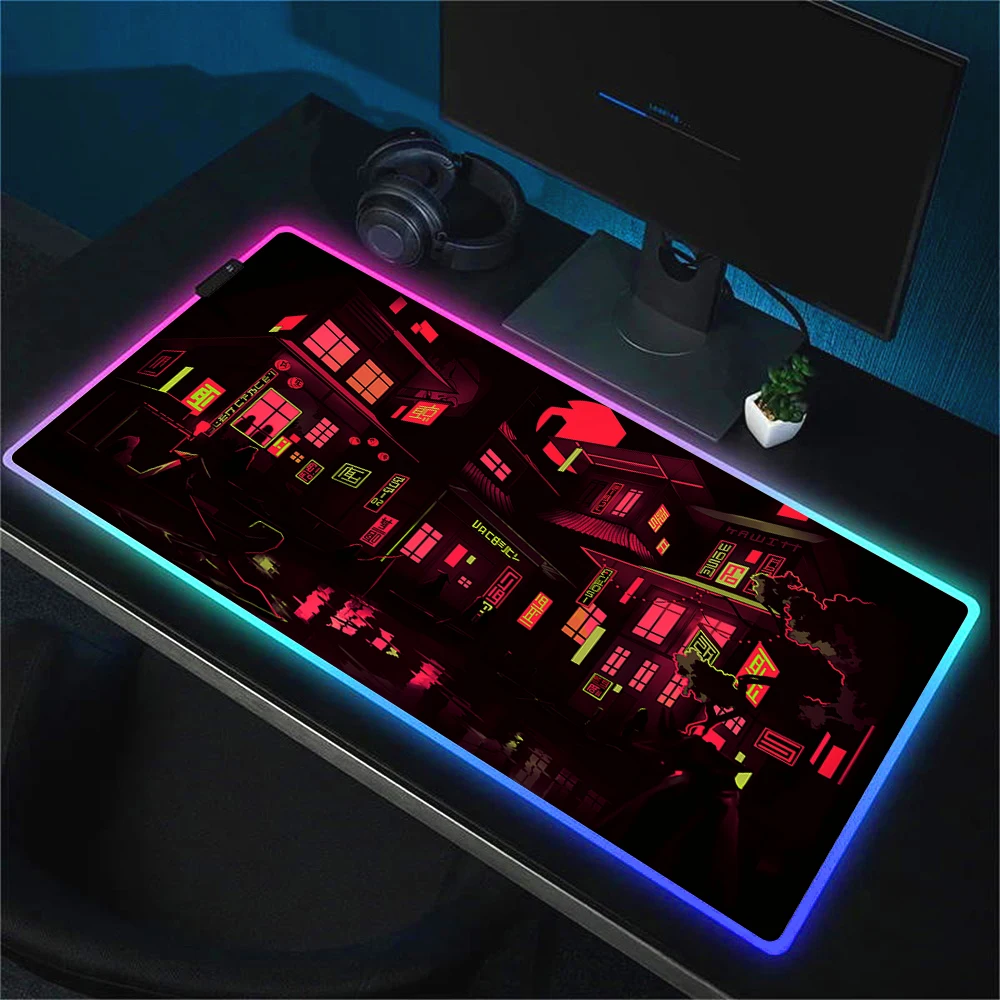 Imagem -03 - Rgb Led Mouse Pad com Led Retroiluminado Antiderrapante Gaming Mouse Mat Rubber Art Mousepad Grande Lâmpada de Neon Computer Desk Mat Teclado xl