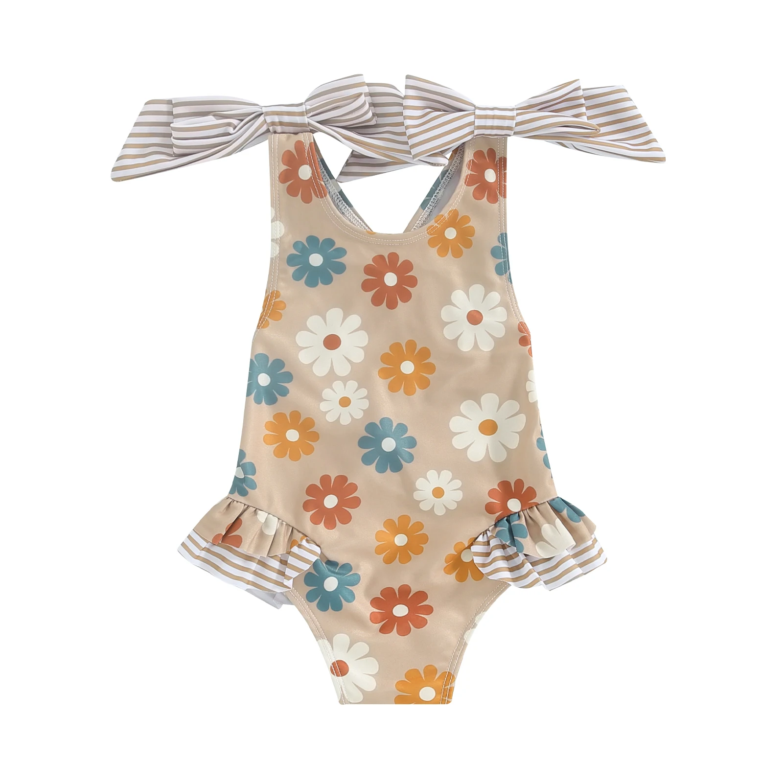 Kinder Mädchen Badeanzug niedlichen Blumen Bade bekleidung Bowknot Hosenträger Stram pler Badeanzug Kinder Beach wear Badeanzug für 1-6 Jahre