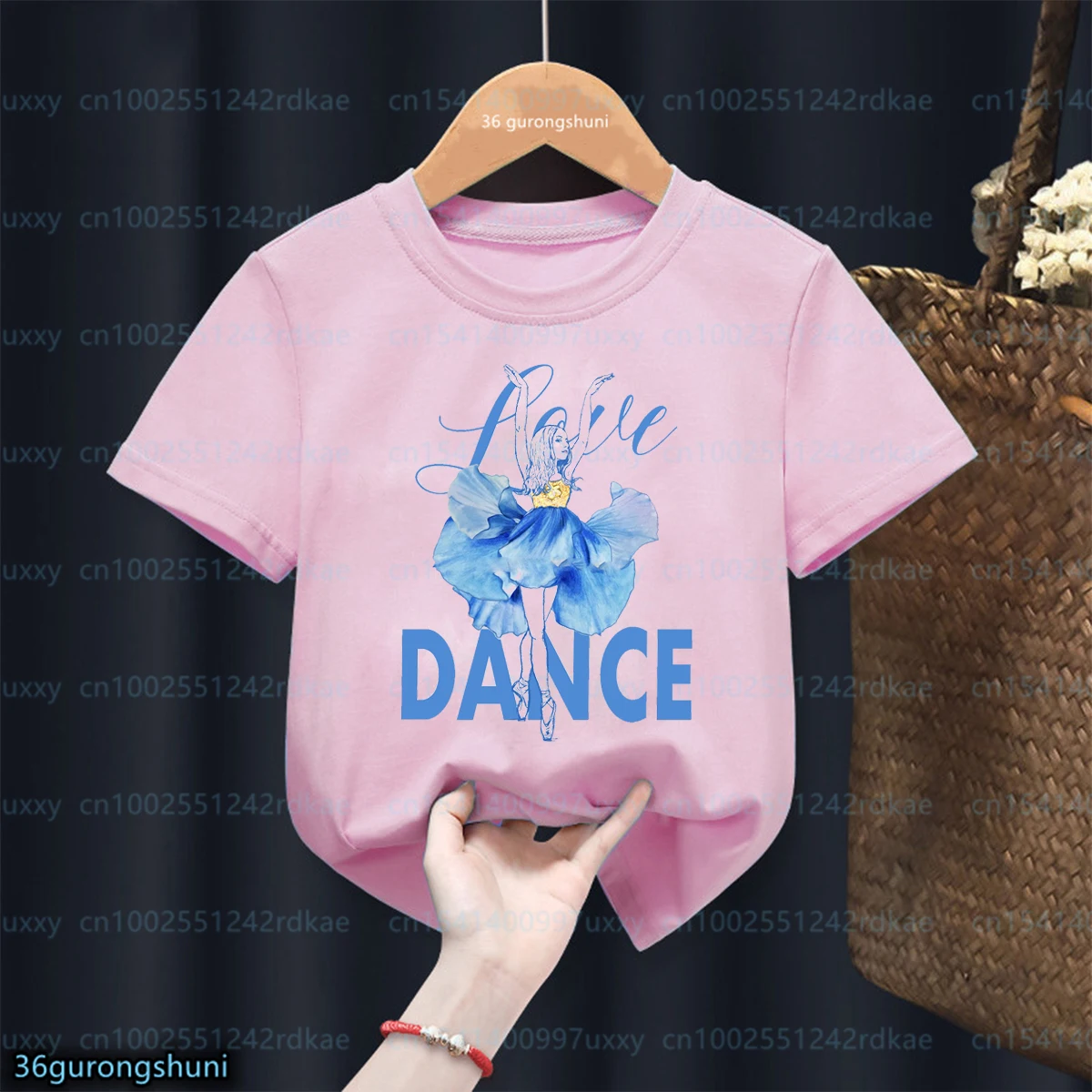 

Fashion New Girls t-shirt Funny Ballet Dance Print Kids tshirt Harajuku Kawaii Girl Pink Short sleeved Top Cute Toddler tshirt