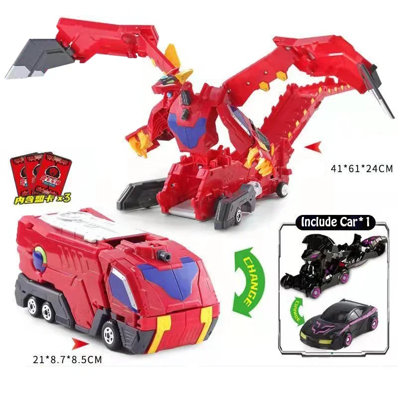 

2022 New Turning Mecard Mega Dragon Teryx Transformation Truck Robot Cartoon Anime Car Model Toy Battle Arena Vehicle + 3 card