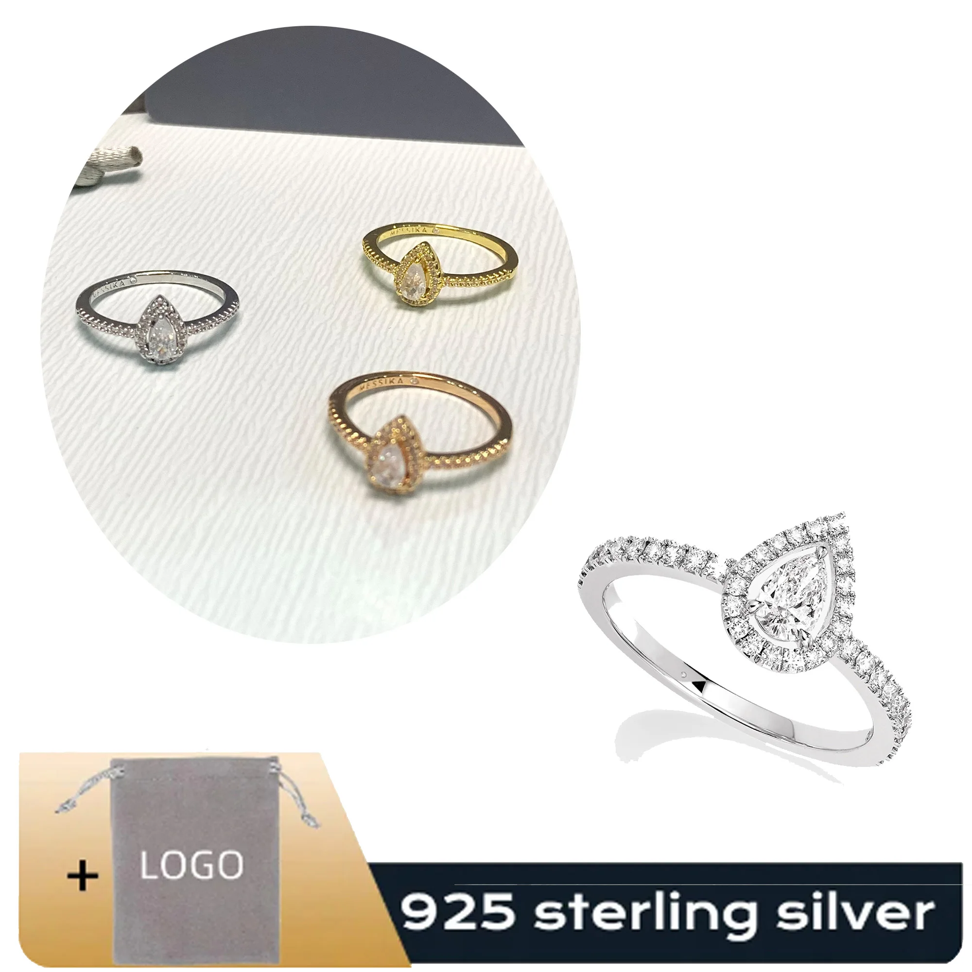 

2024 release of new sterling silver s925 JOY pear cut diamond niche personalized luxury couple ring for women