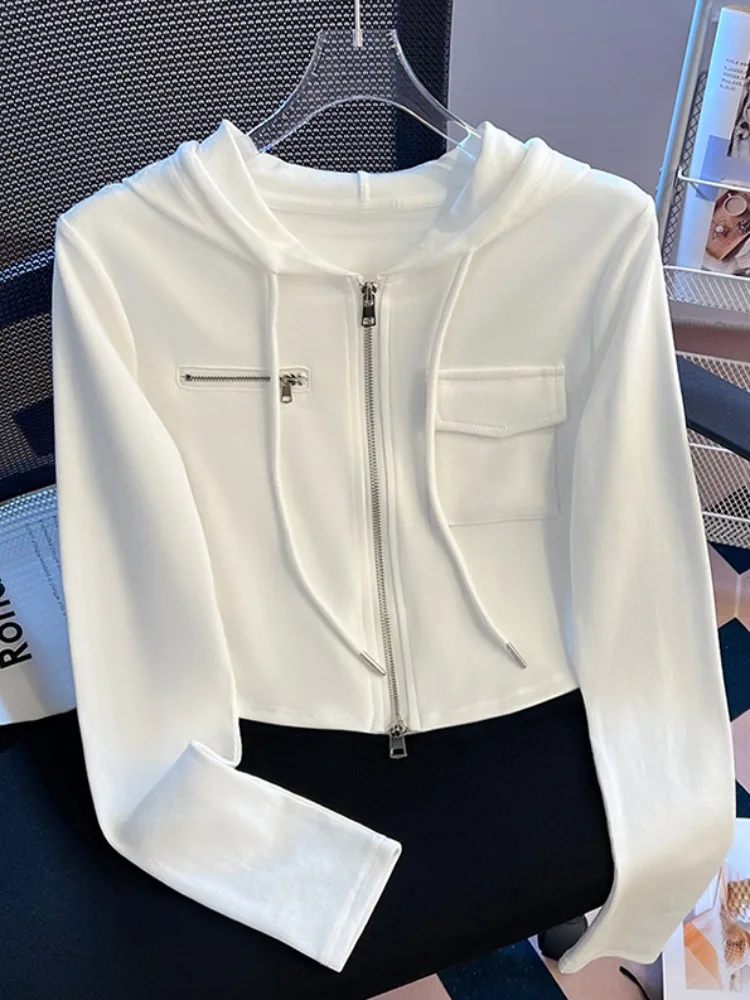 

Женский кардиган с капюшоном Long Sve Футболка ort Sle Ранняя осень 2) Дизайн Slim Fit из смеси хлопка с застежкой-молнией