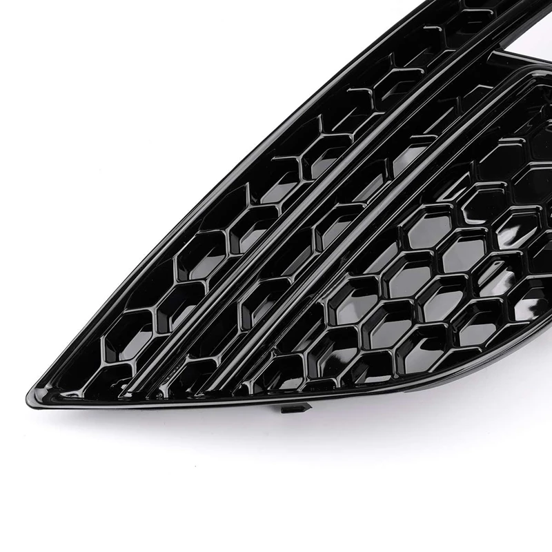 Front Bumper Honeycomb Grill Fog Light Cover For 2013-2016  A4 B8.5 S-Line S4 Black 8K0807681 8K0807682 Replacement