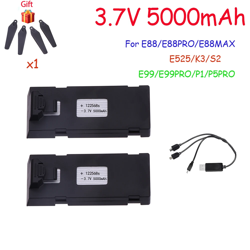 3.7V 5000Mah RC Drone Batterie Accessoire Pour E88 E88PRO E99 K3 Ls-E525 EfruitPRO Mini UAbility Drone Batterie Spéciale Batterie Rc Pièces