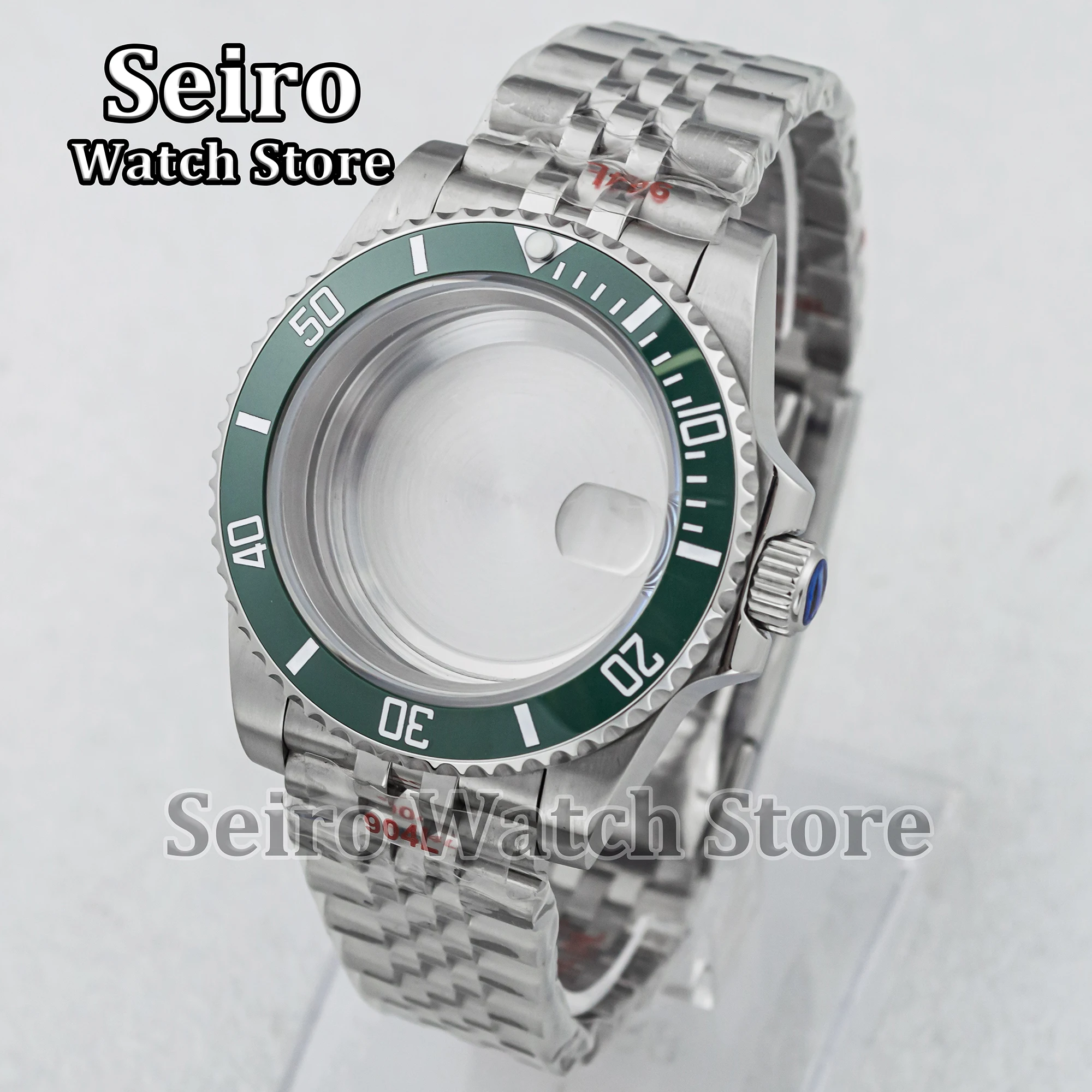 

40mm NH35 Case Jubilee Strap Diving Submariner Green Bezel 100M Waterproof for NH34 NH36 NH38 Movement Watch Parts Modified