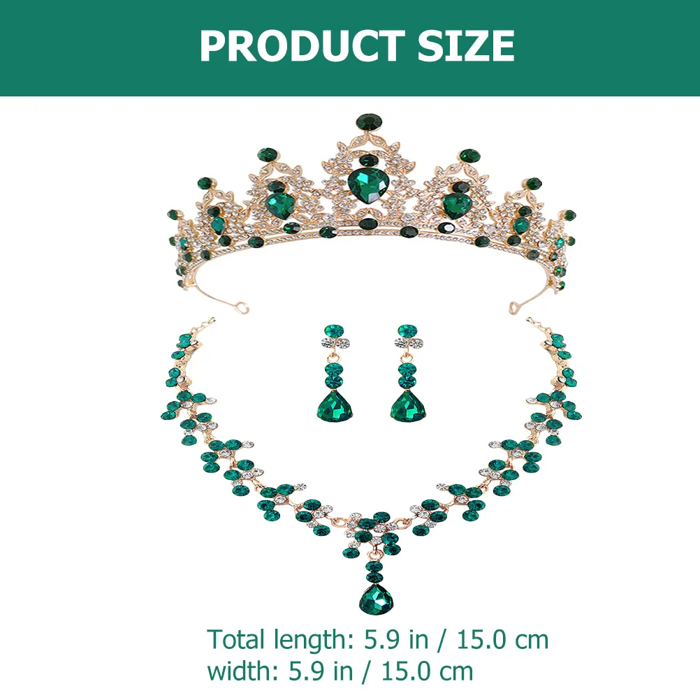 

1Set Bride Wedding Jewelry Set Bridal Tiara Necklace Earrings Crystal Accessories for Wedding Party Banquet Bridal Tiara