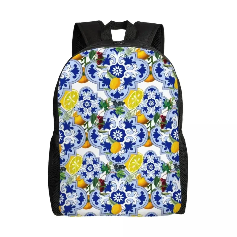 

Sicilian Summer Fruit Lemon Citrus Tiles Travel Backpack Women Men School Computer Bookbag College Student Daypack Bags