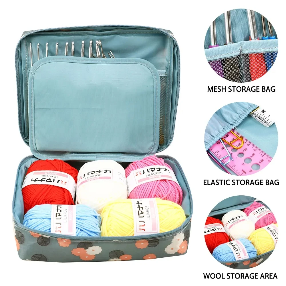 New Hot Wool Crochet Kit Storage Bag Ergonomic Knitting Croche Hooks Set Yarn and Sewing Accessories Women Gift For Beginners