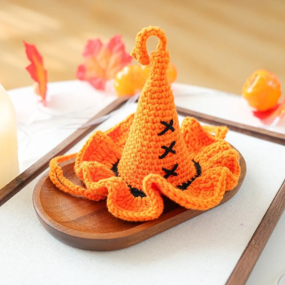 

Breathable Halloween Dog Hat Mini Pumpkin Woven Pets Wizard Hat Fashionable Hollow Halloween Cat Headgear Festival Party