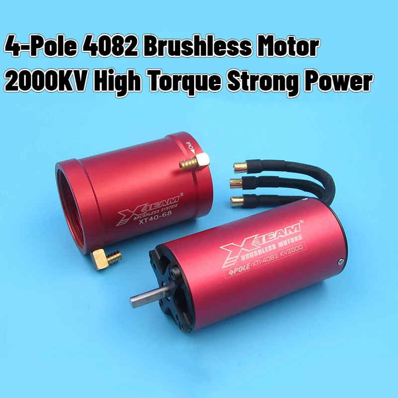 4-Pole 4082 Brushless Motor KV2000+XT Water-Cooling Jacket RC Boat Power Set 5mm Shaft 85-110CM Ship Strong Power High Torque