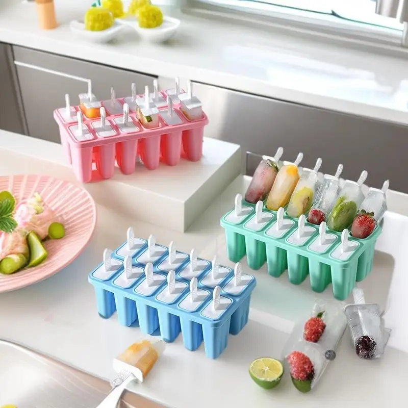 Reusable Silicone Popsicle Molds 4/6/10 Grids Easy Release DIY Homemade Ice Cream Bar Mold For Household Making Fruit Ice Mold