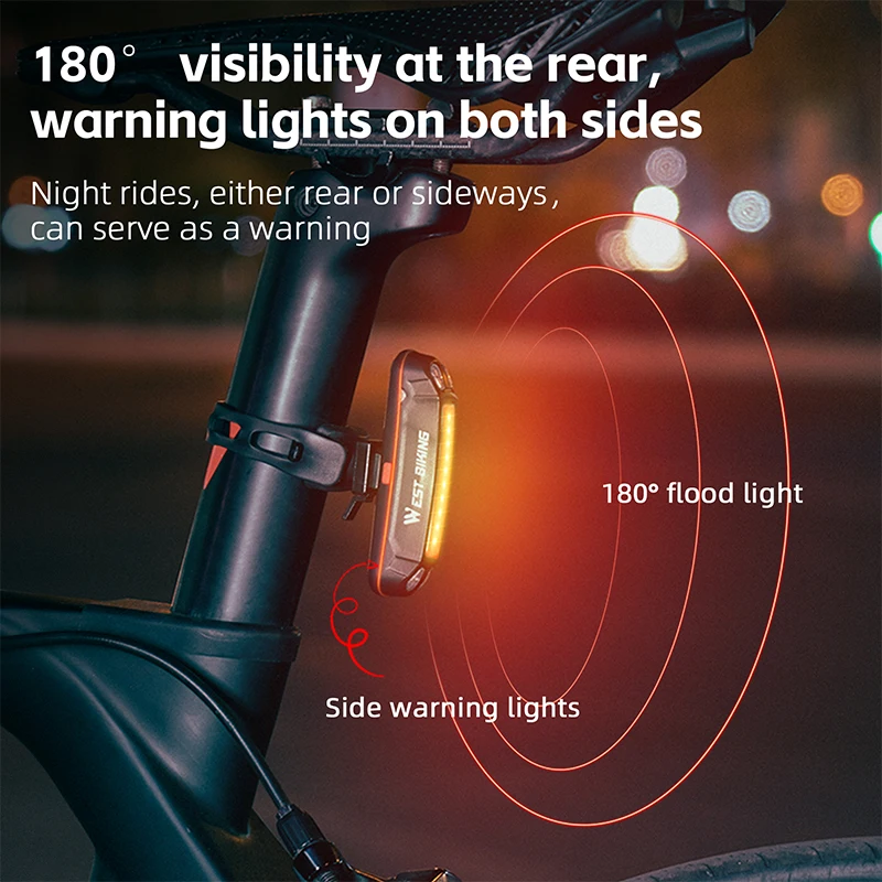 WEST BIKING Bicycle Tail Light Multi Color Flashing Rear Light USB Rechargeable MTB Road Bike T1-3 LED Light Cycling Accessories