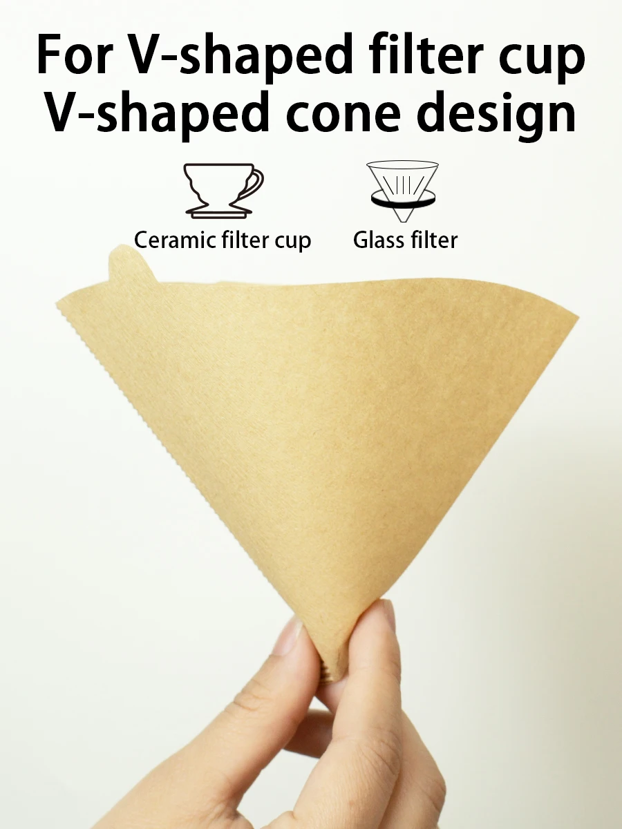 100er-Pack Kaffeefilterpapier - Größen 01, 02, Natürliches Papier-Kaffeefilterpapier, Auslaufsicher, Geeignet für Handgebrühten Kaffee – Detail 3