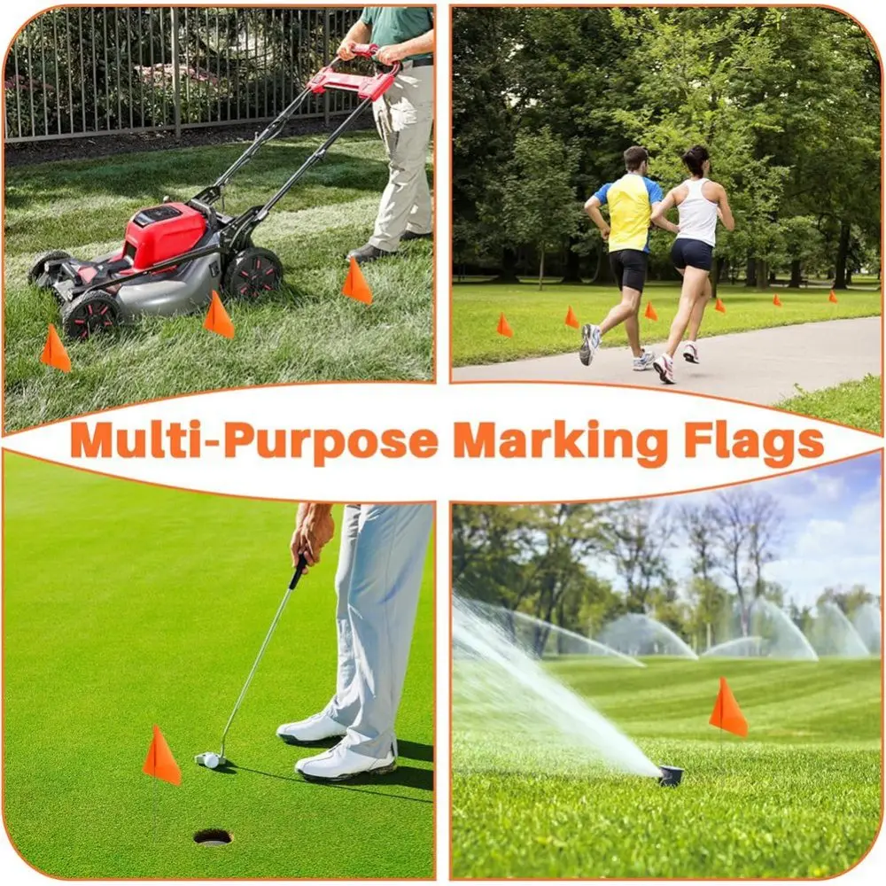 Visible Orange PVC Warning Flags Outdoor Plot Identification Garden Irrigation Maintenance Tool Flexible Ground Stake Flag