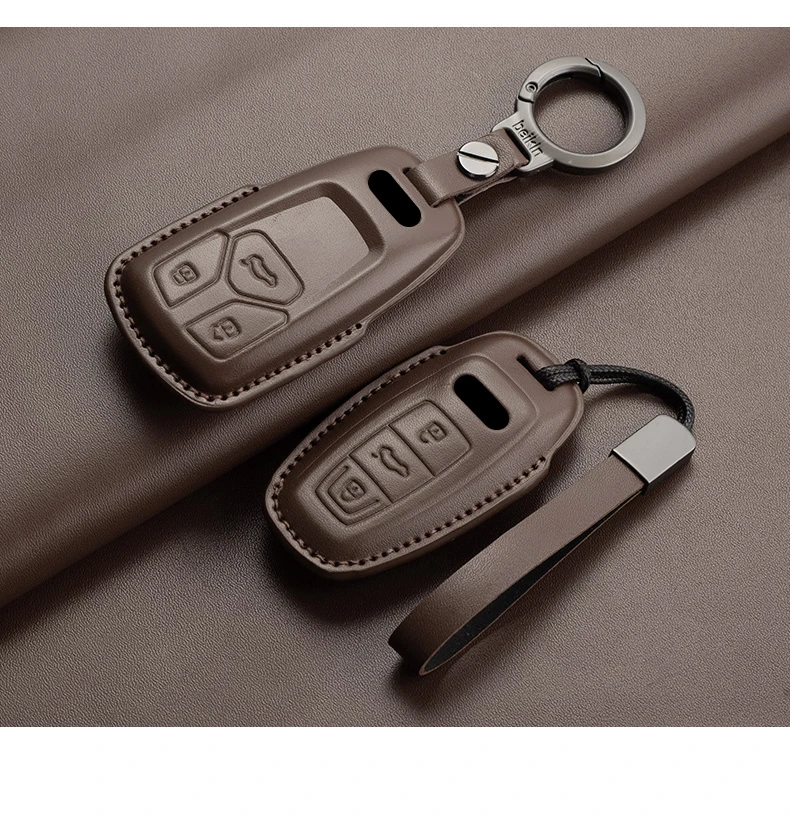 Auto Schlüssel Shell Fob Für Audi A4 A4L A5 Q5 Q7 TT TTS 8S B9 2016 2017 2018 Leder auto Fernbedienung Schlüssel Fall Abdeckung Schlüsselbund Zubehör – Detail 12