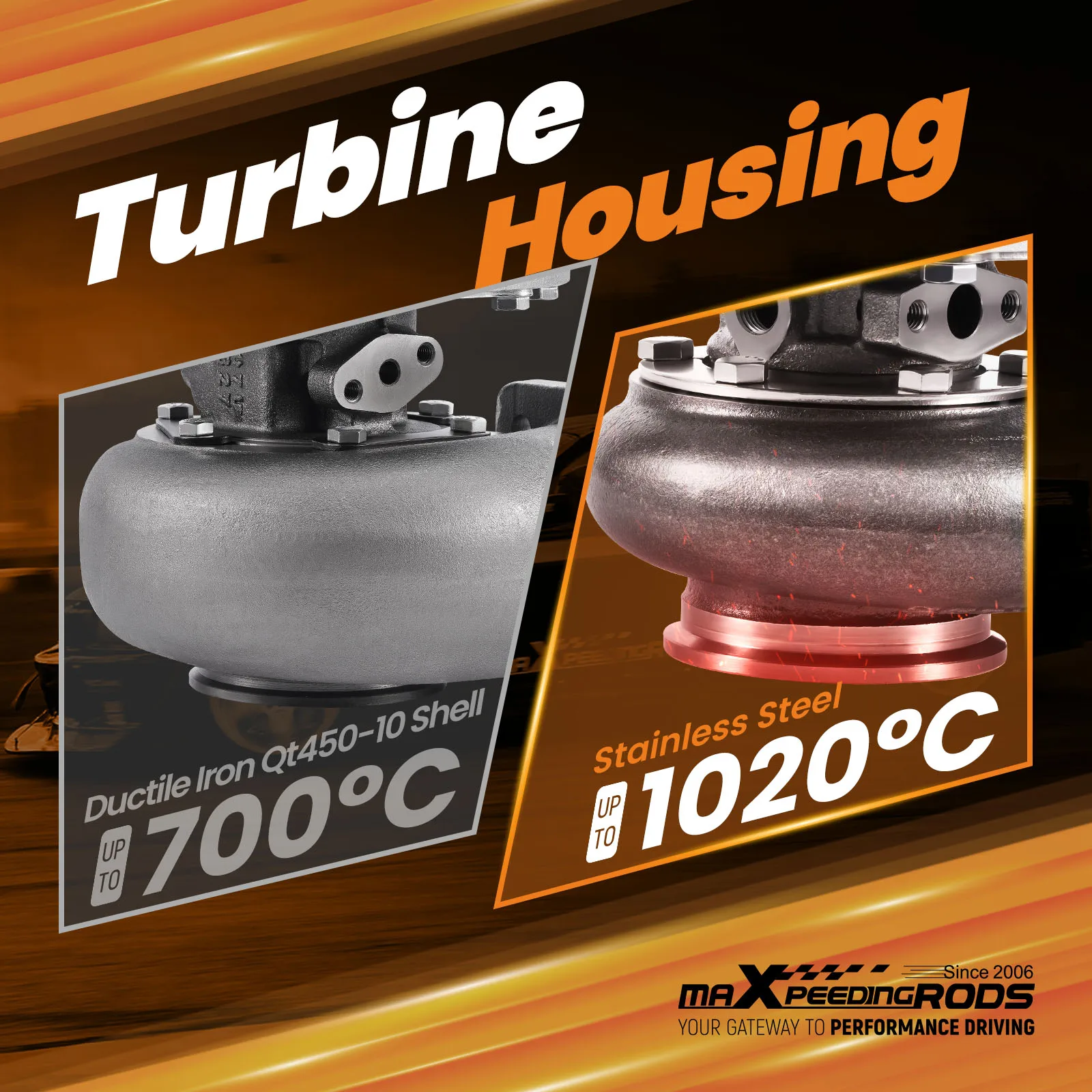 Ball Bearing  Billet Turbocharger GT3071 Water Cooled AR.63 Turbine A/R.82 500HP V-Band Flange
