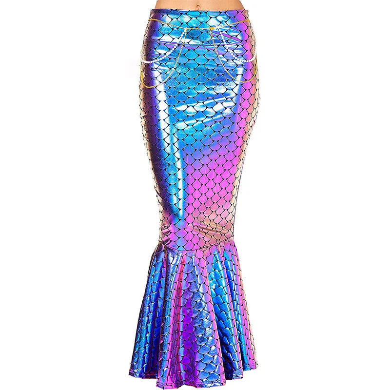 Halloween Mermaid Princess Long Skirt Tight Body Half-length Sparkling Fish Tail Cosplay Costume Women's Ethnic Stage Wear