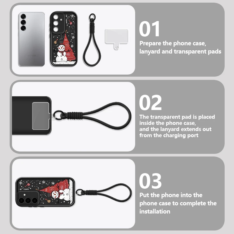 ثلج شجرة حمراء عيد الميلاد الحبل الحال بالنسبة لسامسونج S25 حافة S24 الترا S23 S22 S21 FE A17 A54 A15 A35 A55 A16 A36 A56 5G كابا #5