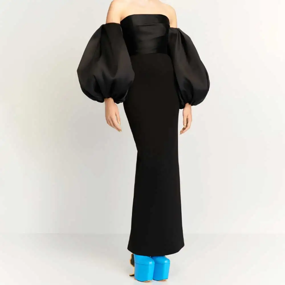 

Women's Elegant Evening Dress Puff Sleeve Mermaid Backless Pleated Floor-Length Prom Party Dress for Women Cocktail Party Dress