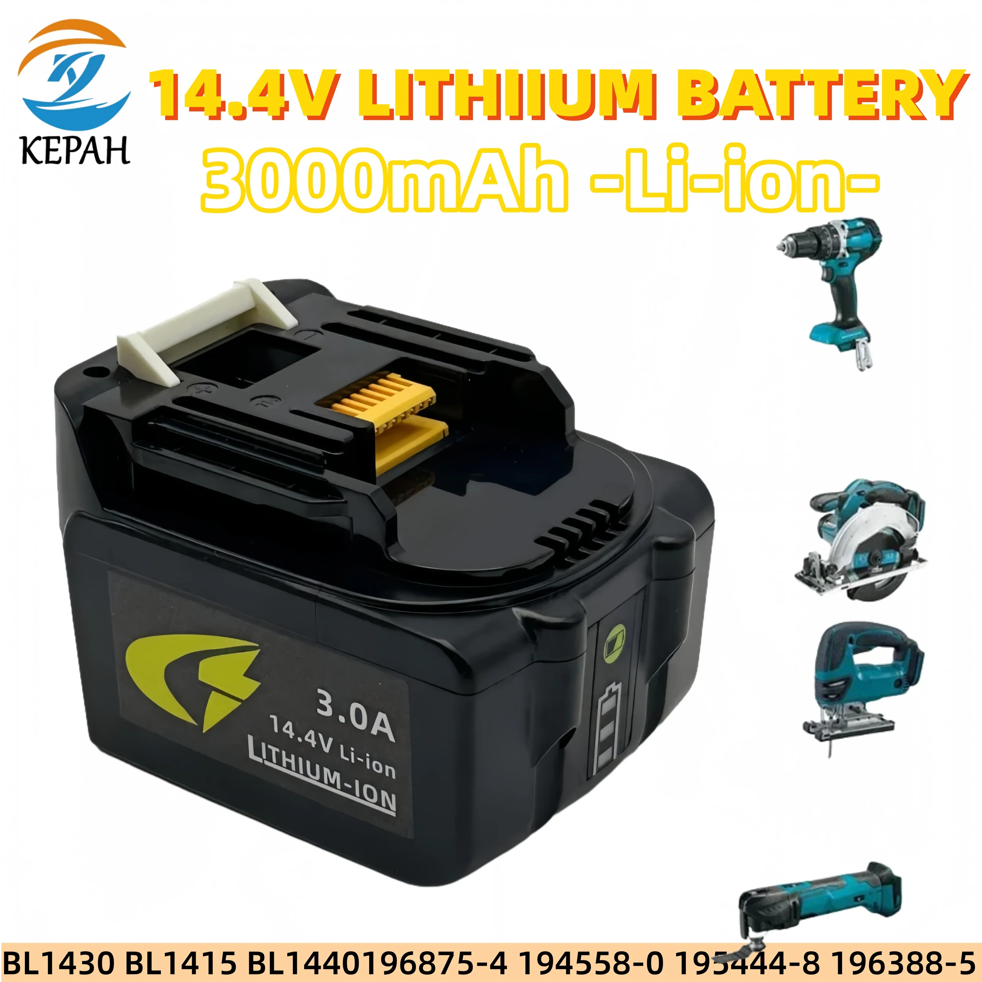 

NEW 14.4V 3000mAh Lithium-ion Rechargeable Battery Replacement BL1415 BL1430 BL1440 Cordless Power Tool Battery