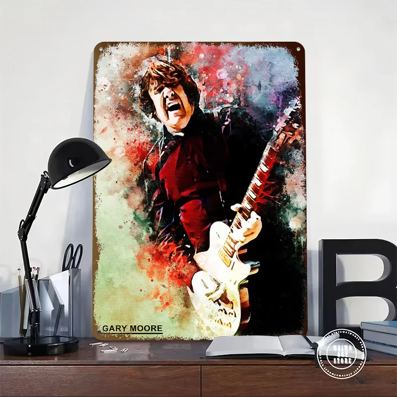 Gary Moore Poster Retro 3D Printed Metal Signs Customized Wall Hanging Gift for Interior Decoration Living Room Ornaments House