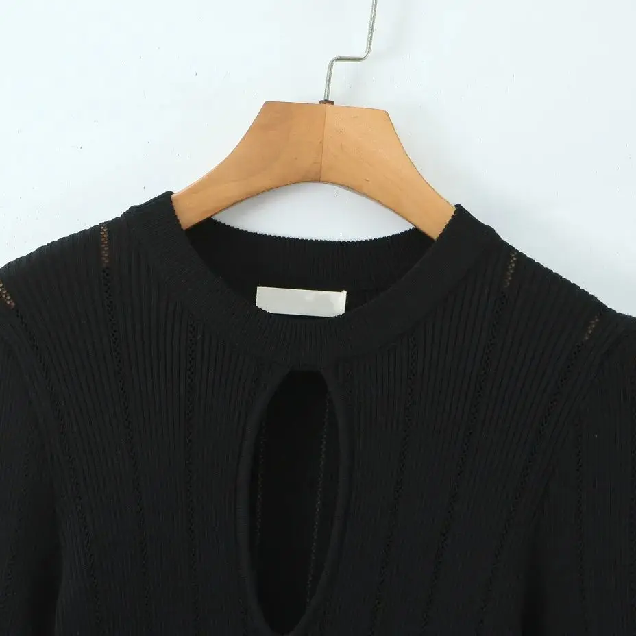 2025 مثير الجوف خارج س الرقبة الضلع خط محبوك طويل مضيئة كم سترة فستان المرأة الخصر النحيف حزمة الوركين فساتين قصيرة رداء