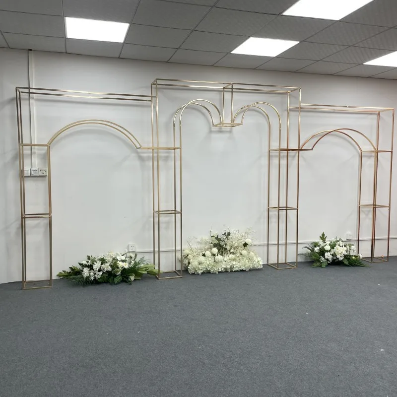 5.9 Meters Welcome Sign Flower Big 3 Arches Wedding Hall Screen Background Frame Anniversary Scene Floral Wall BackdropsStand