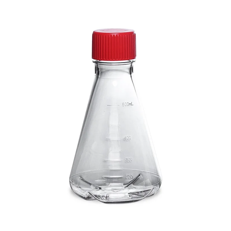 LABSELECT Triangle cell culture bottle, Sealing cover, Polycarbonate material, With baffle, 500ml Erlenmeyer Flask, 17322