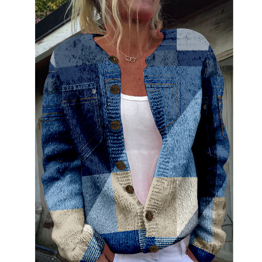 

Autumn Winter Knitted plaid Cardigan Classic Fashion Casual Sweater Streetwear Women Sweaters Knit Top Cozy Jumpers Fashion
